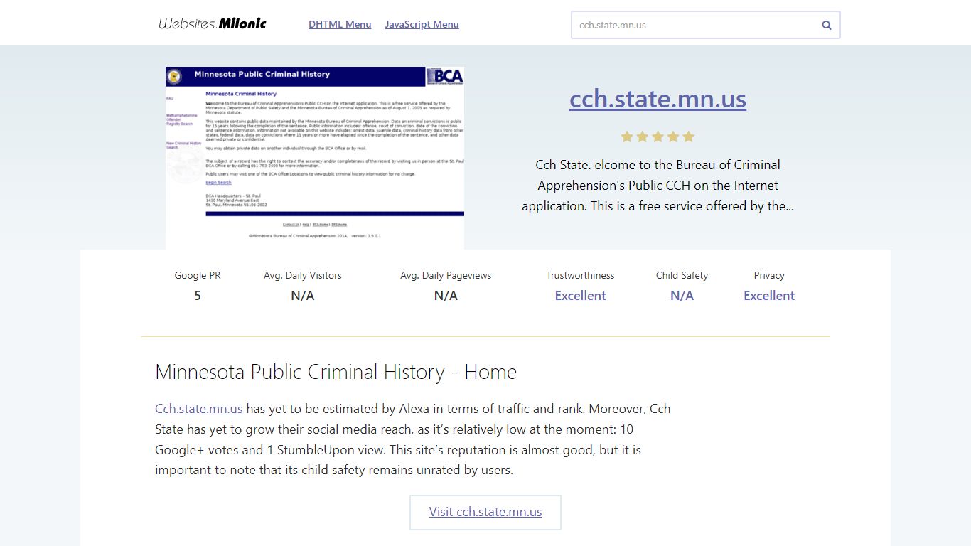 Cch.state.mn.us website. Minnesota Public Criminal History - Milonic