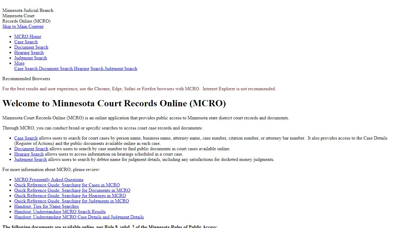 Home Page - Minnesota Court Records Online (MCRO)